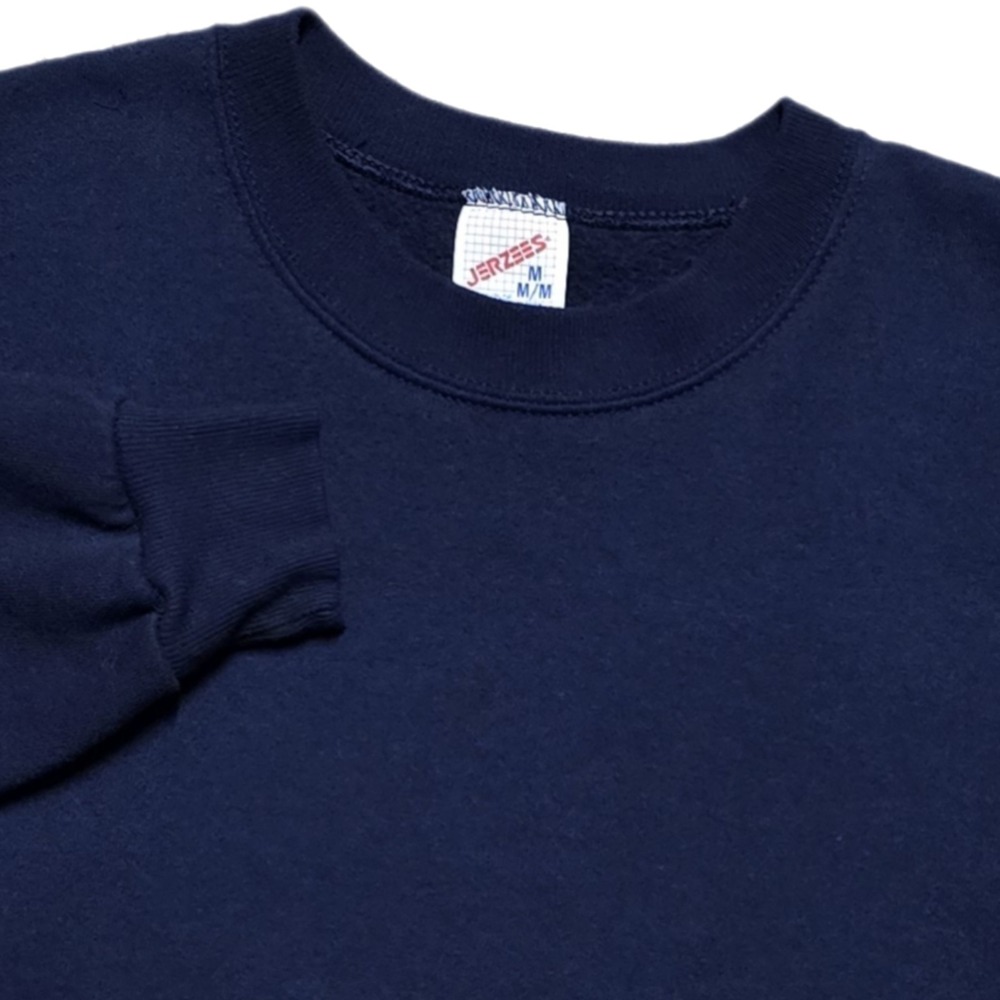 VTG 80's Jerzees Blank Crewneck Raglan Sweatshirt Mens M Navy Blue Made in USA